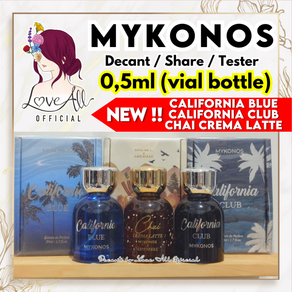 MYKONOS 0,5ml ALL VARIANT ❤️ Decant Share in Bottle Glitch Invade Monaco Royale Pink Drops Californi