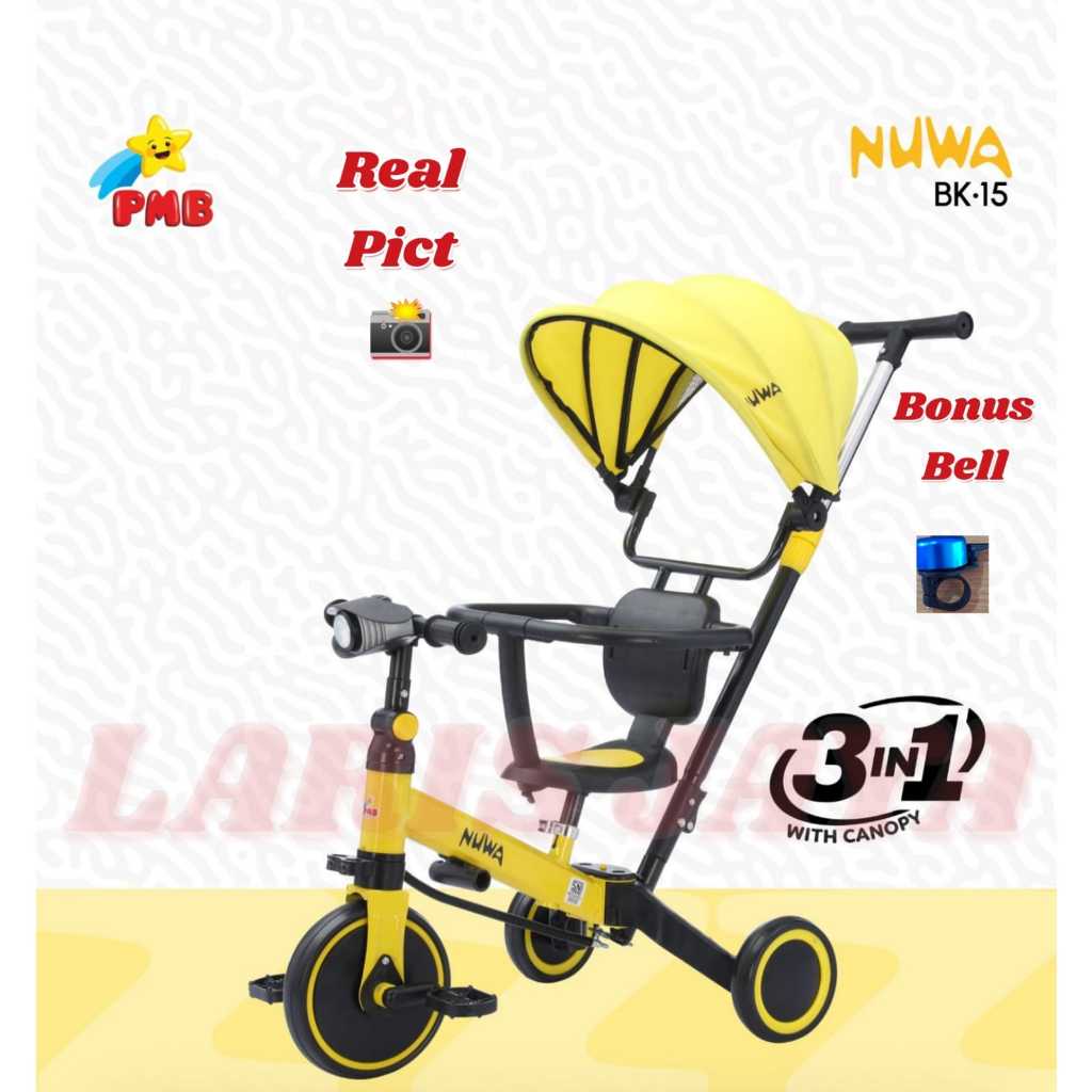 NUWA BK15 Sepeda Anak Tricycle dengan Canopy 3 in 1