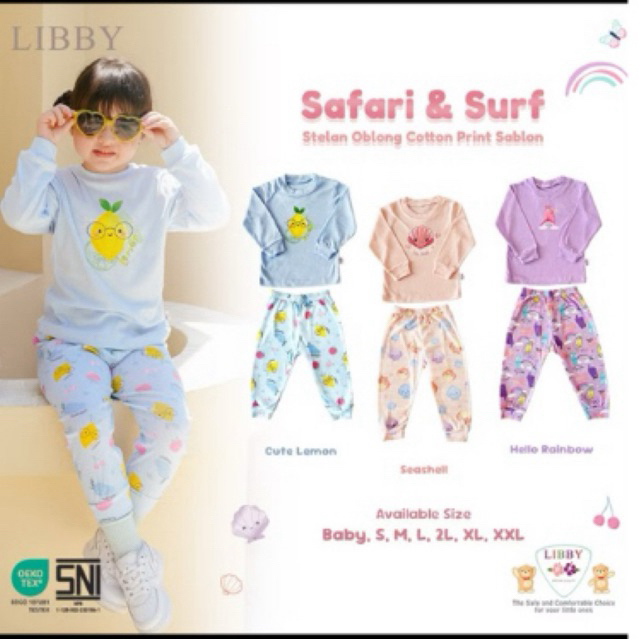 Libby S-XL Setelan Oblong Tipis Cewek Cowok  Safari & Surf Pakaian Harian Motif Print Lucu