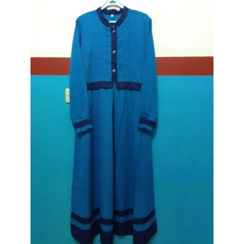 preloved like new gamis toska tua list navy