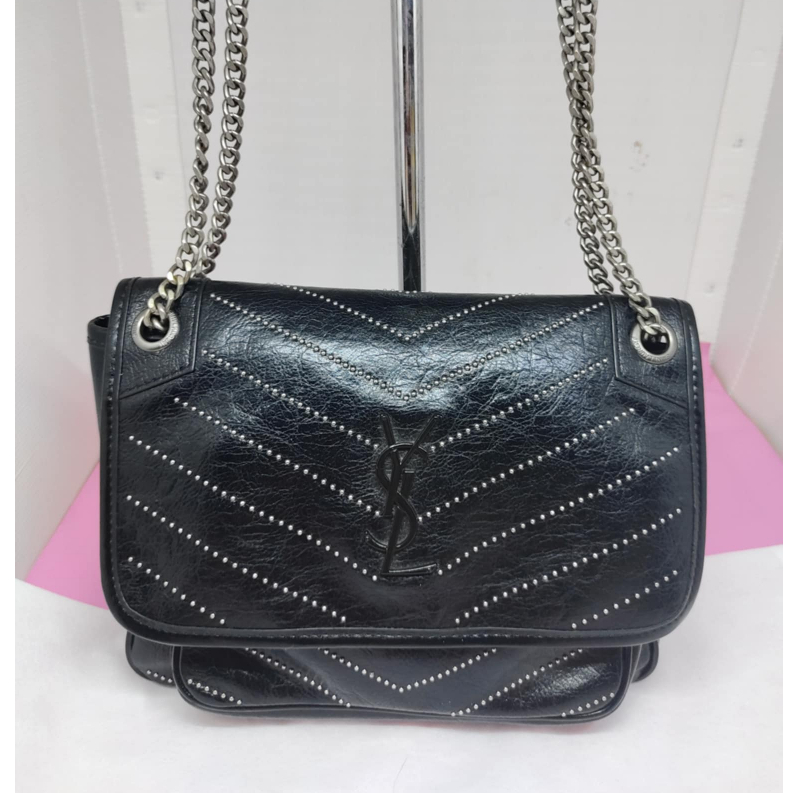 TAS PESTA WANITA YESLONG SMALL STUD KULIT ASLI PRELOVED