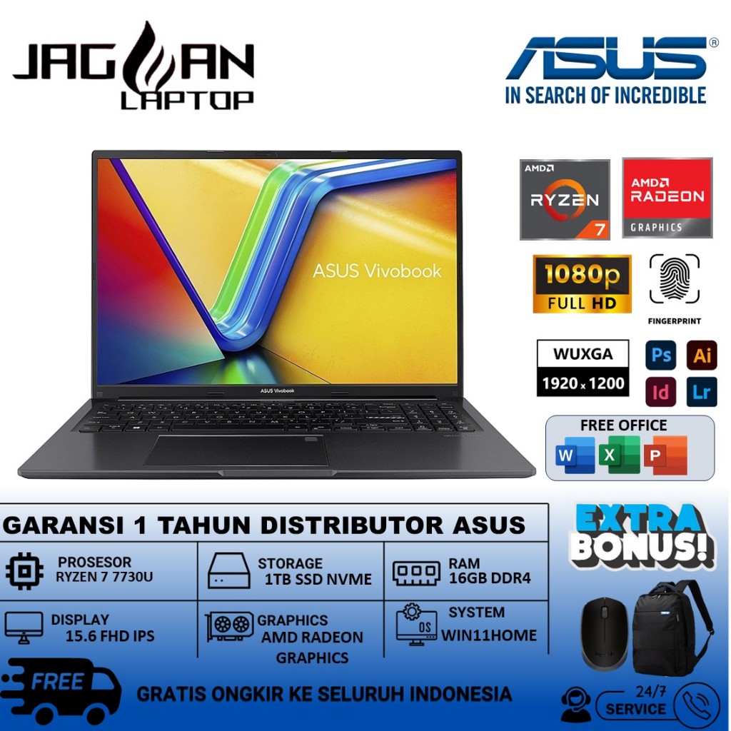 Laptop Asus Vivobook 15 M1502YA Amd Ryzen 7 7730U 16GB 1TB 15.6 FHD IPS BL FP