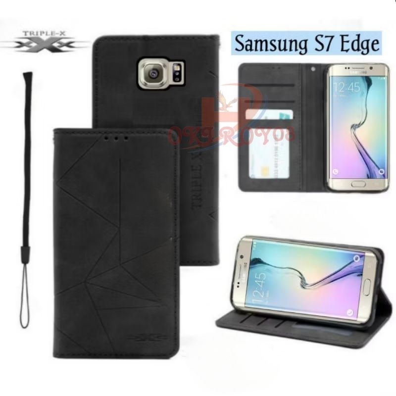 Flip Magnet Casing Samsung S7 Edge - Casing Flip Cover Wallet Sarung Hp - Casing Dompet Flip Magnet