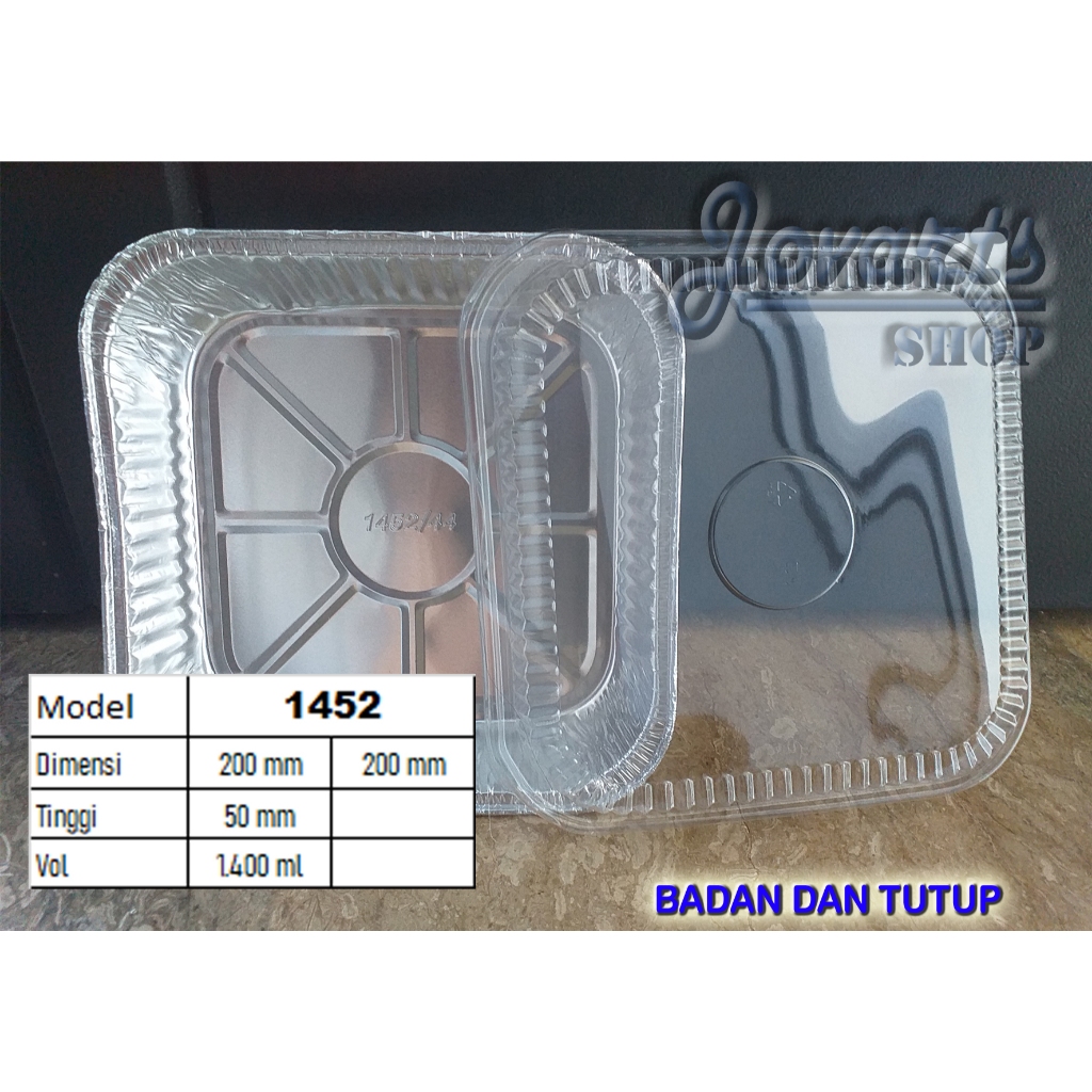 K 1452 / 44 + Tutup KOTAK 20 x 20 (Premium) Cup Aluminium Alumunium Alu Foil