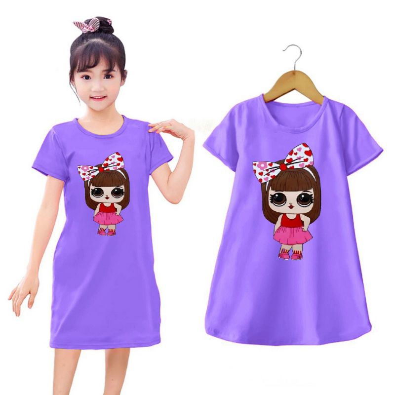 Daster anak Perempuan motif pita pelangi usia 2-13 tahun//daster anak motif pita pelangii