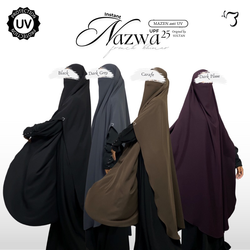 Bonavista - FK Long Nazwa French Khimar Bahan Mazen Anti UV by Sultan French Khimar Instant Karet FK