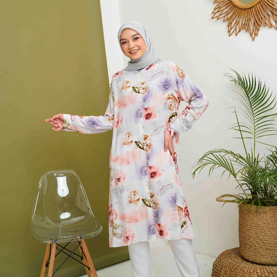 LONG TUNIK JUMBO LD120 RAYON VISCOSE PREMIUM BUSUI/TUNIK RAYON MOTIF TERBARU SERI 4