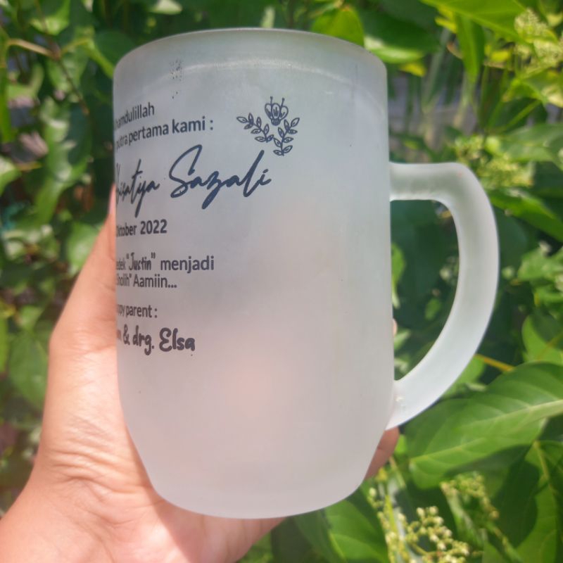 Souvenir gelas Jumbo Doff/ souvenir pernikahan/ souvenir haji/ souvenir balen bayi/free sablon/ free