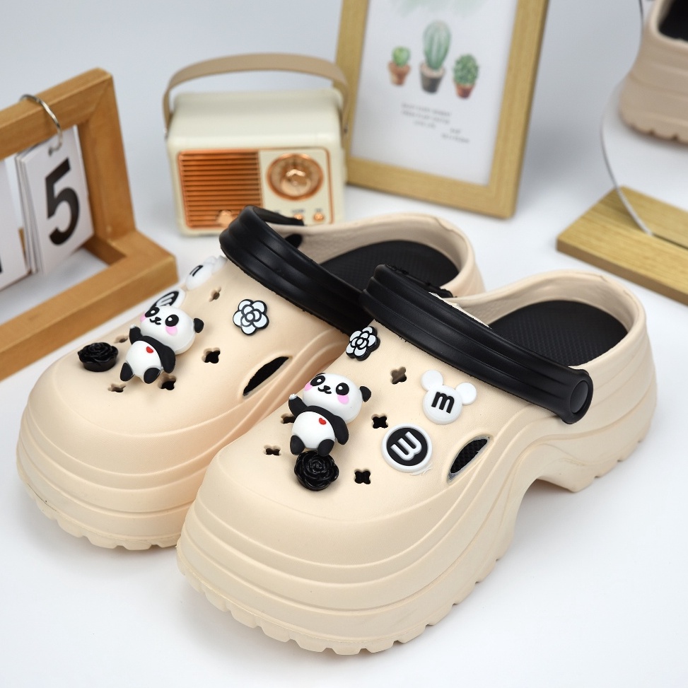 KODE E45P Kadia Sendal Wanita Selop Slip On FUJI Permata Platform AntiSlip Sendal Cewek Tinggi Clogs