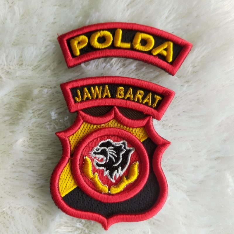 LOGO POLDA JAWA BARAT BORDIR TIMBUL 3D, ATRIBUT POLRI BORDIR TIMBUL