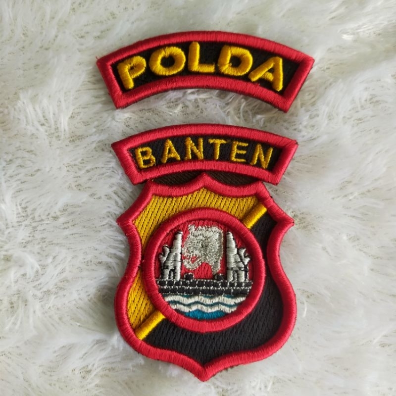 LOGO POLDA BANTEN BORDIR TIMBUL 3D, ATRIBUT POLRI BORDIR