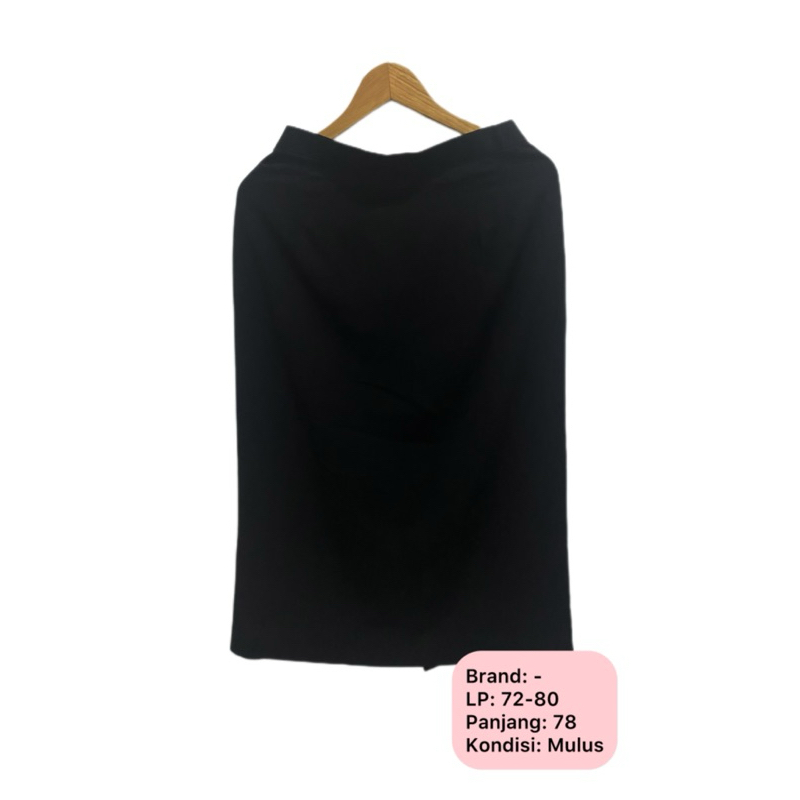 Rok Hitam Polos Formal Rok Bahan Bela Belakang CPNS Midi