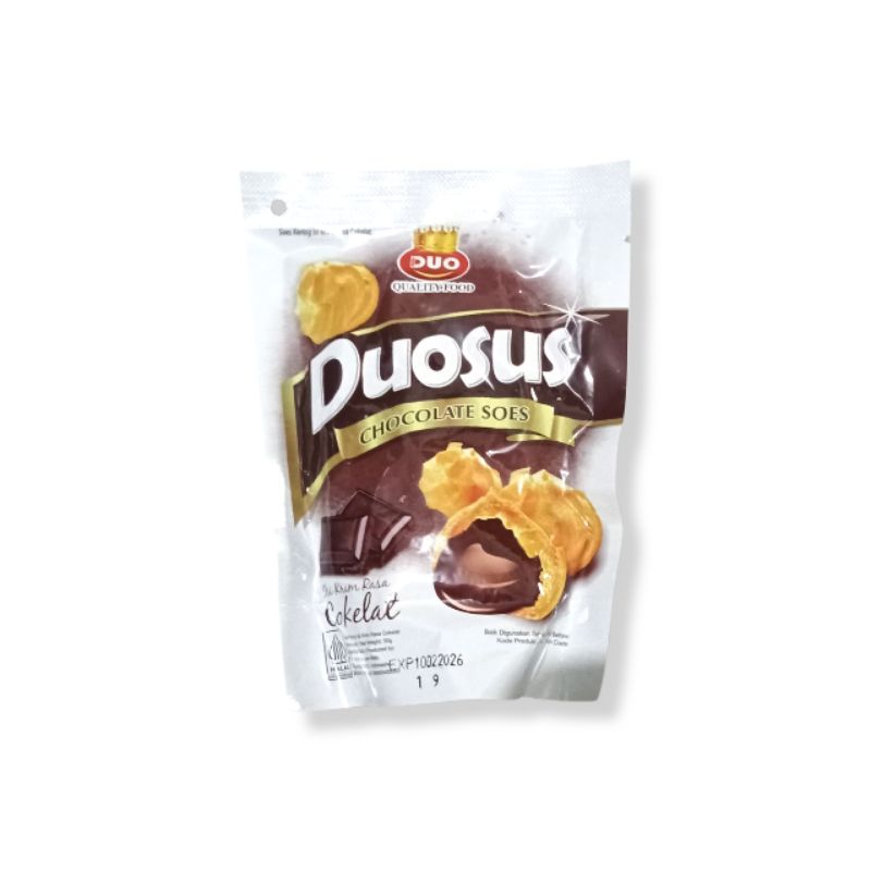

Duosus cokelat, cemilan kue sus kering dengan krim cokelat 30gr