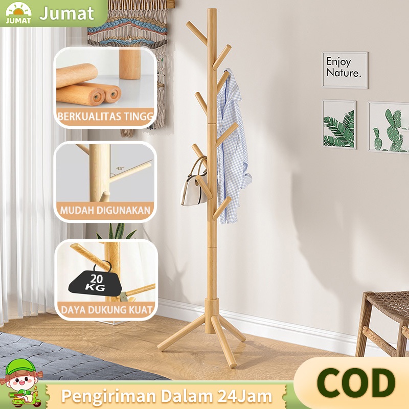 COD Rak Mantel Stand Hanger Kayu Rak Gantungan Tas Gantungan Topi Gantungan Jilbab Stand Hanger Port