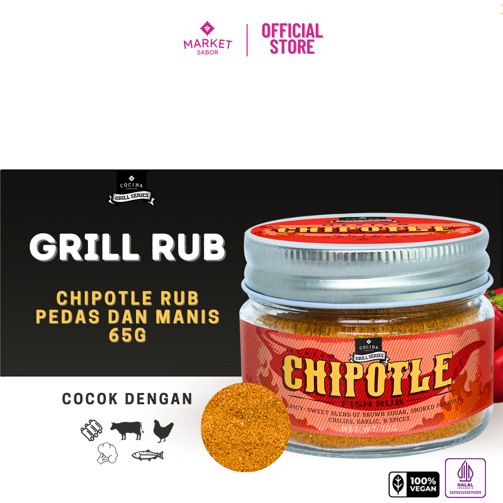 

Cocina Creativa Chipotle - 65g - Rub Manis dan Pedas - Produk Rempah
