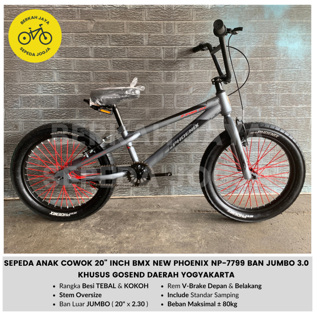 Sepeda Anak Cowok BMX 20 inch New Phoenix NP 7799 AT Ban JUMBO 3.0 Oversize