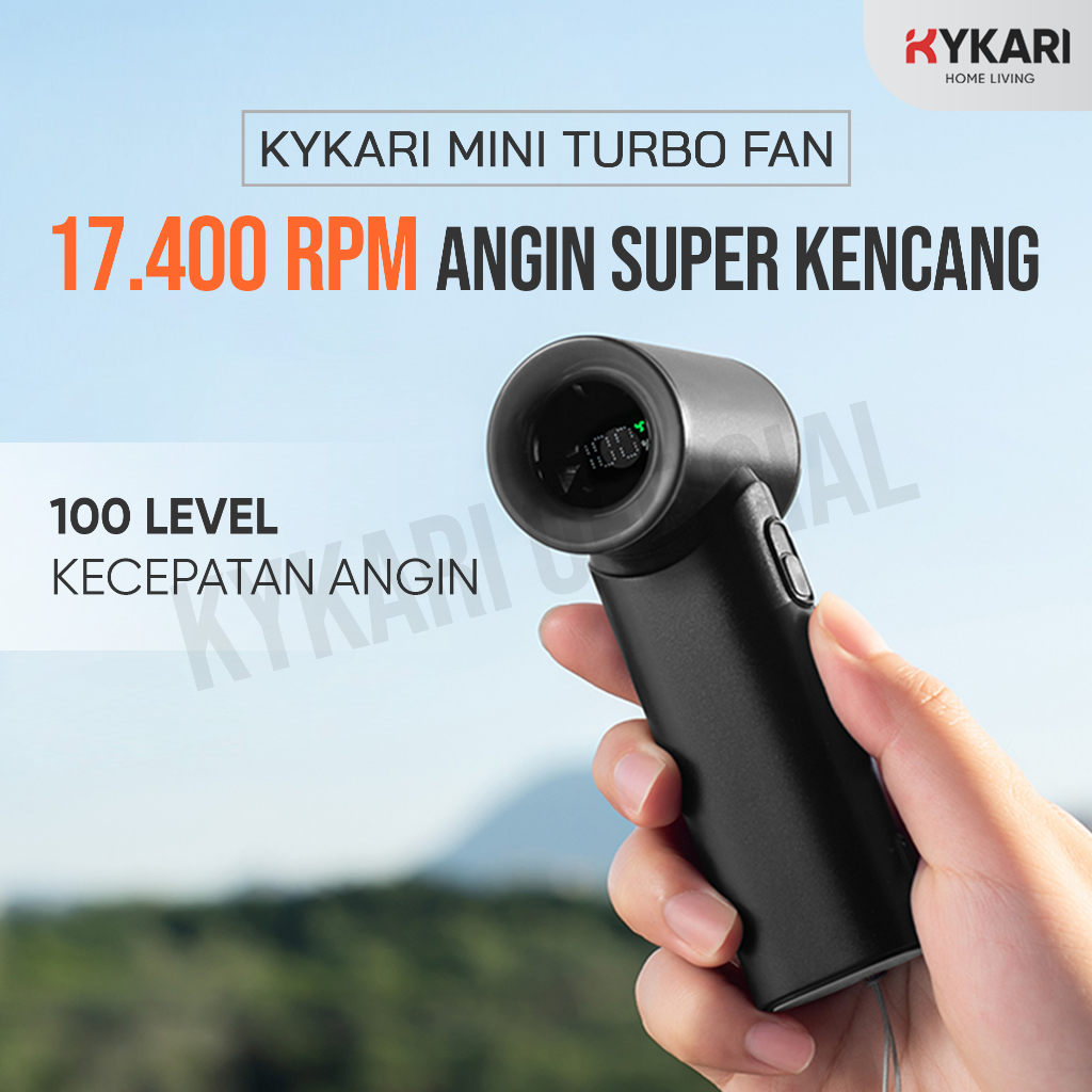 KYKARI Mini Turbo Fan 17400 Rpm 100 Level Speed Super Kencang Layar LED - Kipas angin kecil Strong H