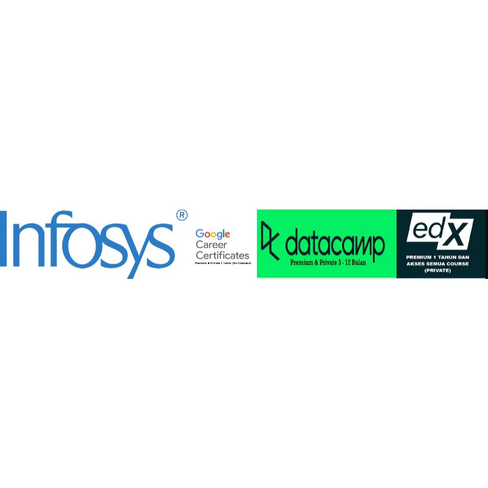 [Promo] Voucher Combo (EDX,  Datacamp, G00gle & Infosys) 1 Tahun Premium 100% Private Murah
