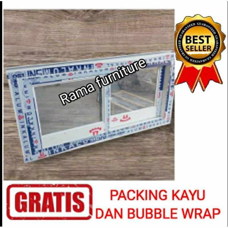T 50 x L 100 JENDELA SLIDING ALUMUNIUM + KUSEN (4IN) FREE PACKING KAYU