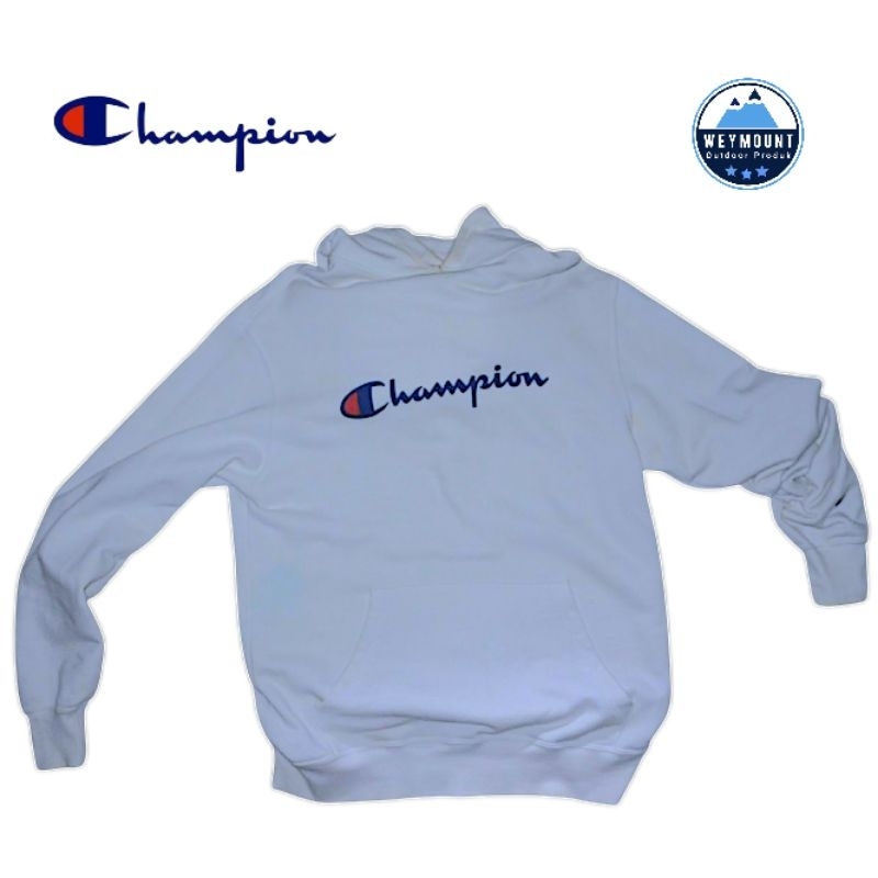 Hoodie CMT Script Text Champion Putih Full Big Logo Bordir Made In USA