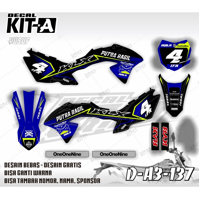 Decal Stiker Klx BF 150 Variasi Striping Custom Klx G Klx BF hitam biru