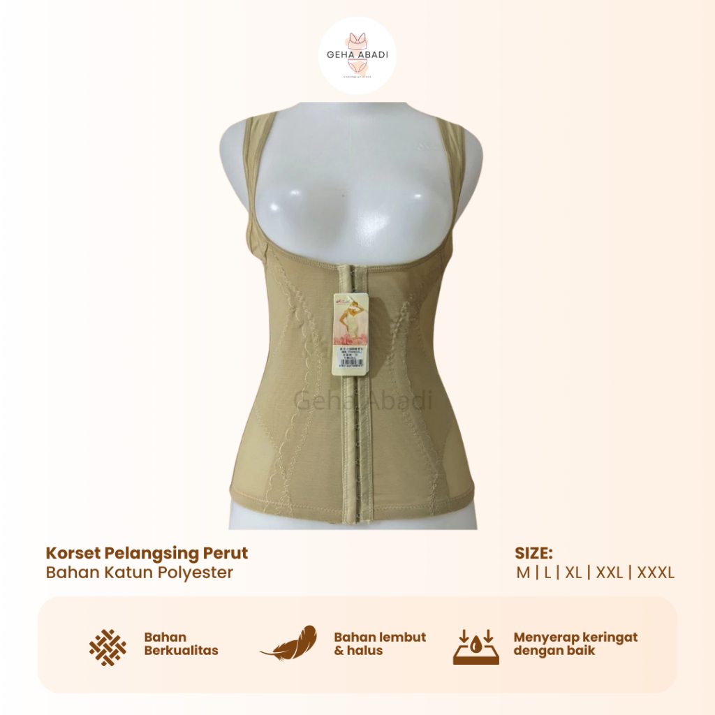 Singlet Korset Geha Abadi Body Press Pengecil Perut Tanpa Tulang Stagen