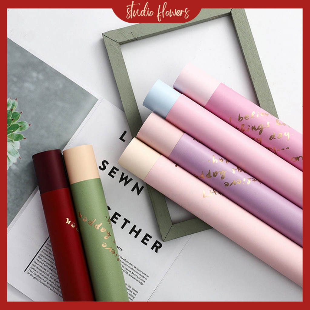 

20 LEMBAR Flower Wrapping Paper Varian Bi Color Motif Buket Bunga Cellophane Florist KB6025