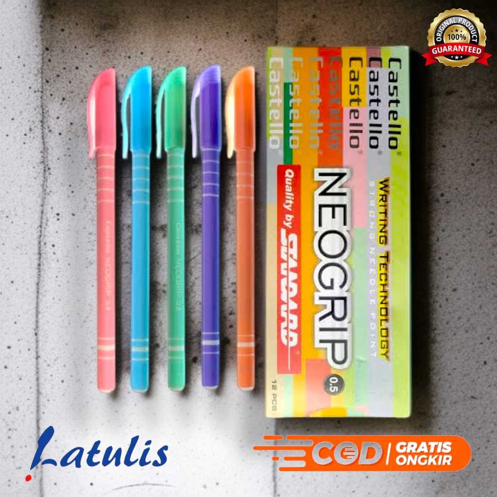 

(1pack)Pulpen Bolpen Bolpoint Standard Castello Neogrip Anti Macet