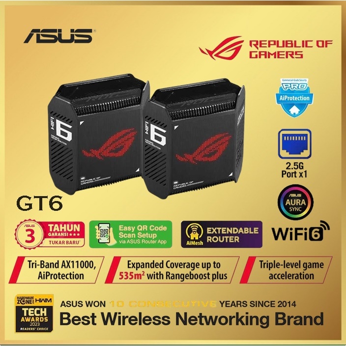 ASUS ROG Rapture GT6 Gaming Mesh System / Router Gaming Asus ROG GT 6
