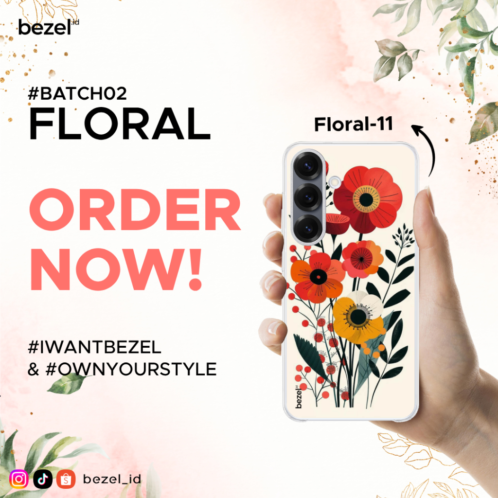 Bezel Premium Case Floral #11 Semua Type HP Kekinian For Samsung