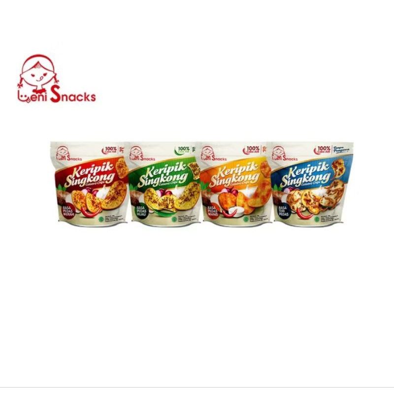 

(BUNDLING MURAH) Leni Snacks NEW PACKAGING - 4 PCS All Varian Keripik Singkong (NEW PACK) MERAH, HIJAU, MANIS, TERI (BISA COD)