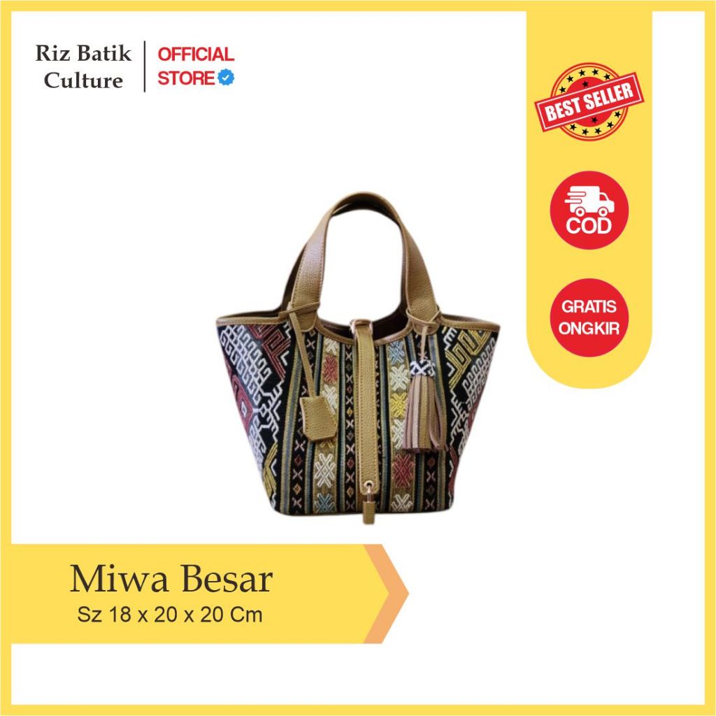 Miwa Bag Besar Kain Tenun Pahikung/Kain Batik/Tas Batik/Tas Tenun/Tas Kulit/Tas ethnic/Tas Wanita