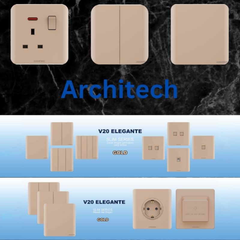 Architech Saklar Elegante V20 Gold