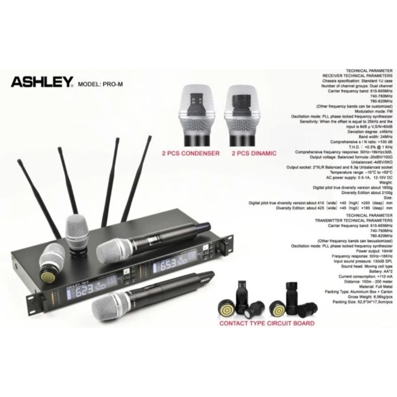 Mic Wireless Ashley PRO M Original Dynamic - Condenser