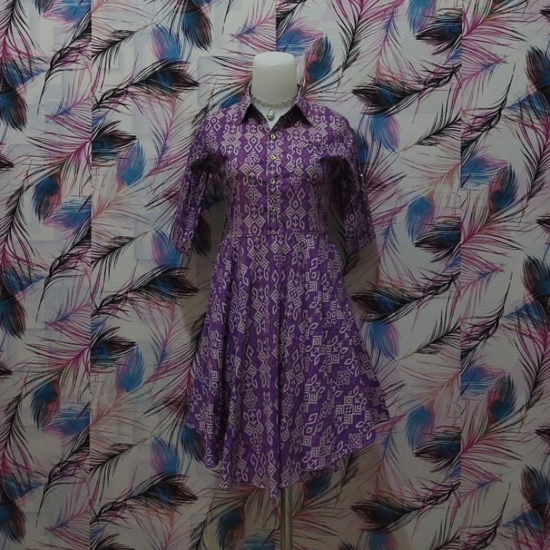 Dress Wanita Batik Ungu
