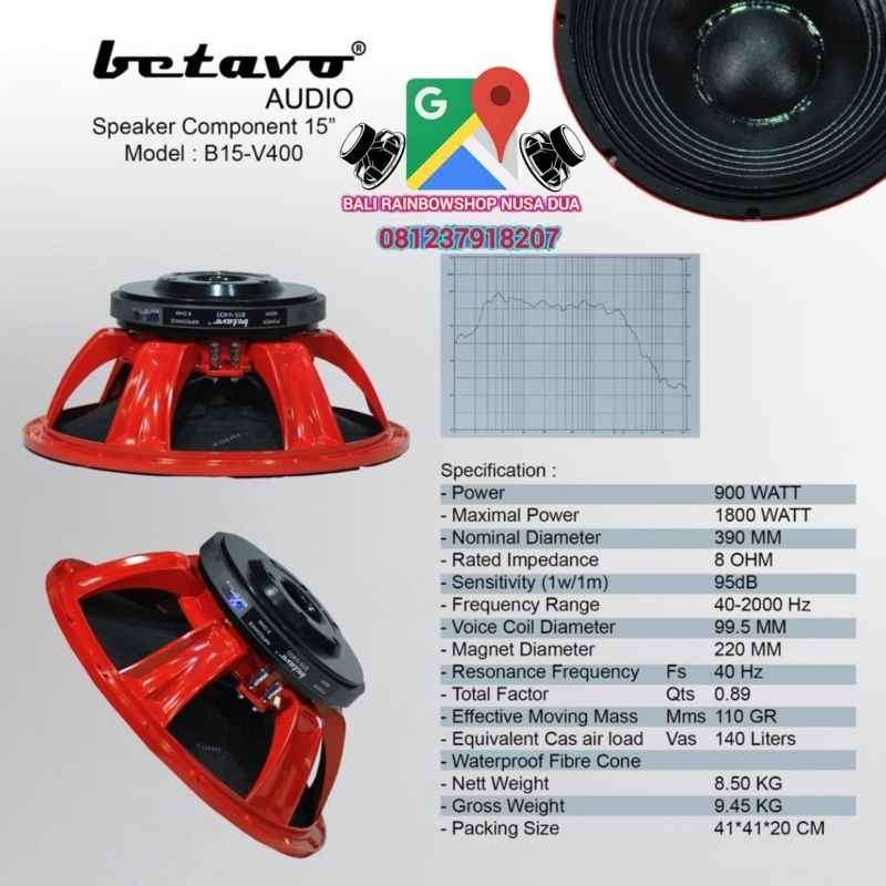 speaker komponen 15 inch Betavo seri B15V400