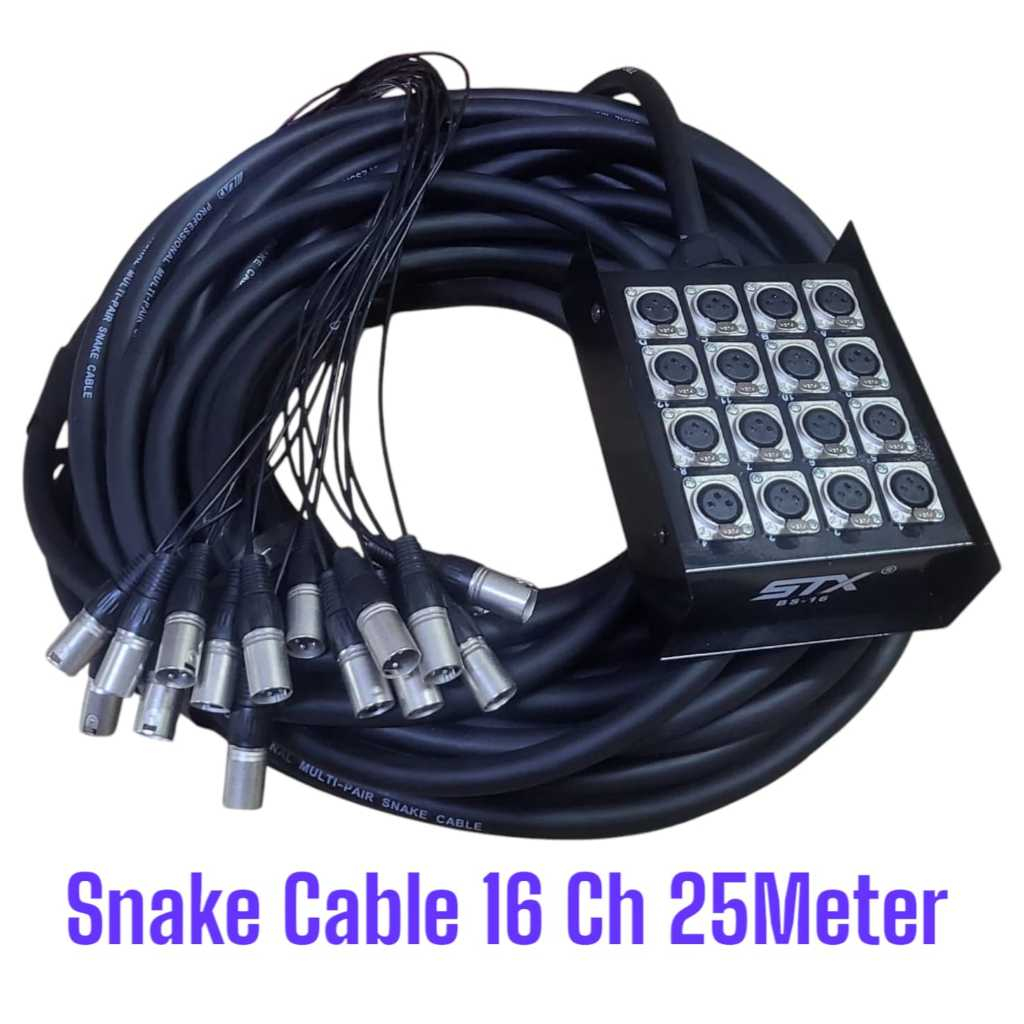 Snake Kabel 16 Channel Komplit + Box 16input panjang 25 Meter