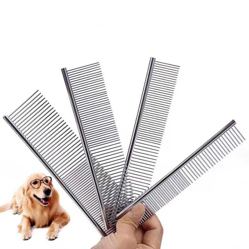 Sisir grooming Anjing Kucing Domba Kambing Sisir Perawatan Hewan Berbulu Stainless
