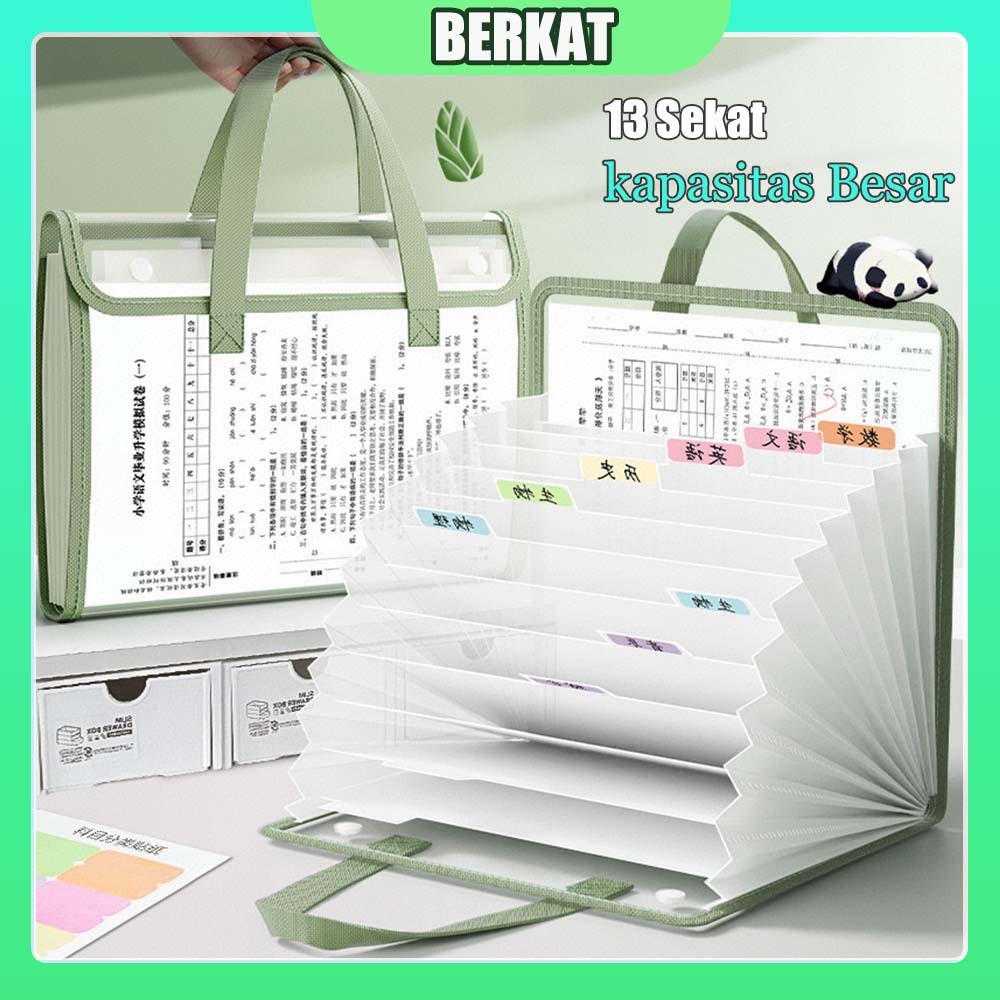 

[Ready] Transparan File Folder A4 13 Sekat Document Bag / Map Dokumen Aesthetic / Expanding File Map