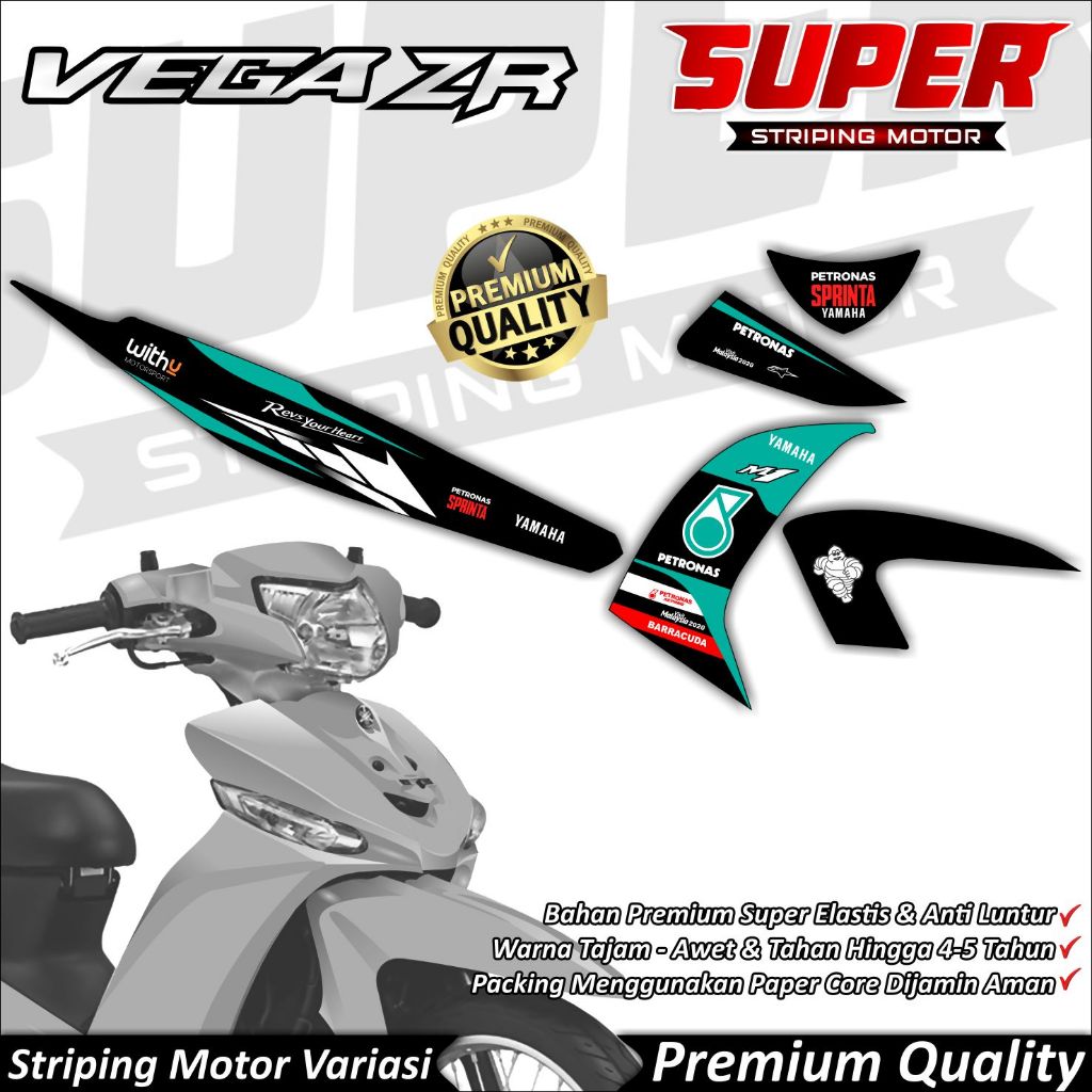 Stiker Vega ZR Anti Luntur keren Striping Vega ZR Striping Yamaha Vega ZR Petronas