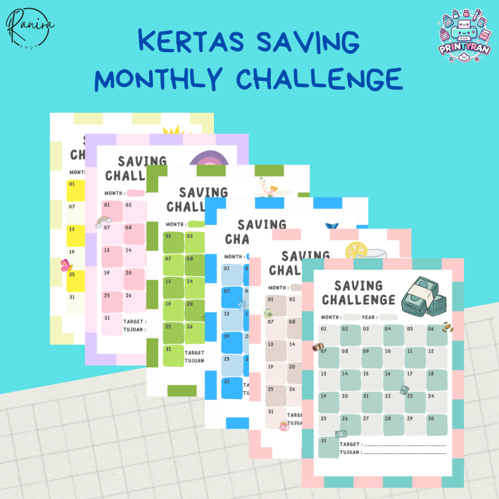

Printyran Kertas Binder A6 Saving Monthly Challenge