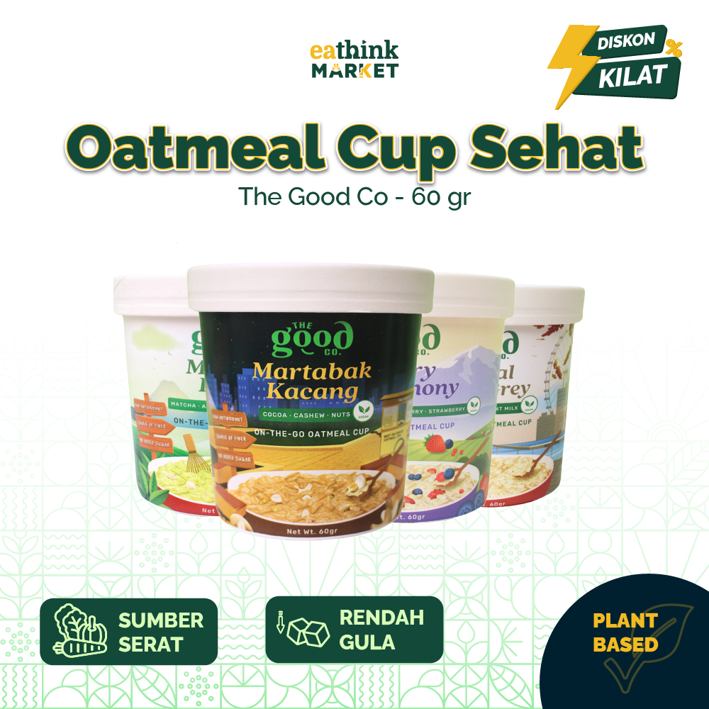 

Instant Oatmeal Cup Tanpa Gula Tambahan - The Good Co 60g