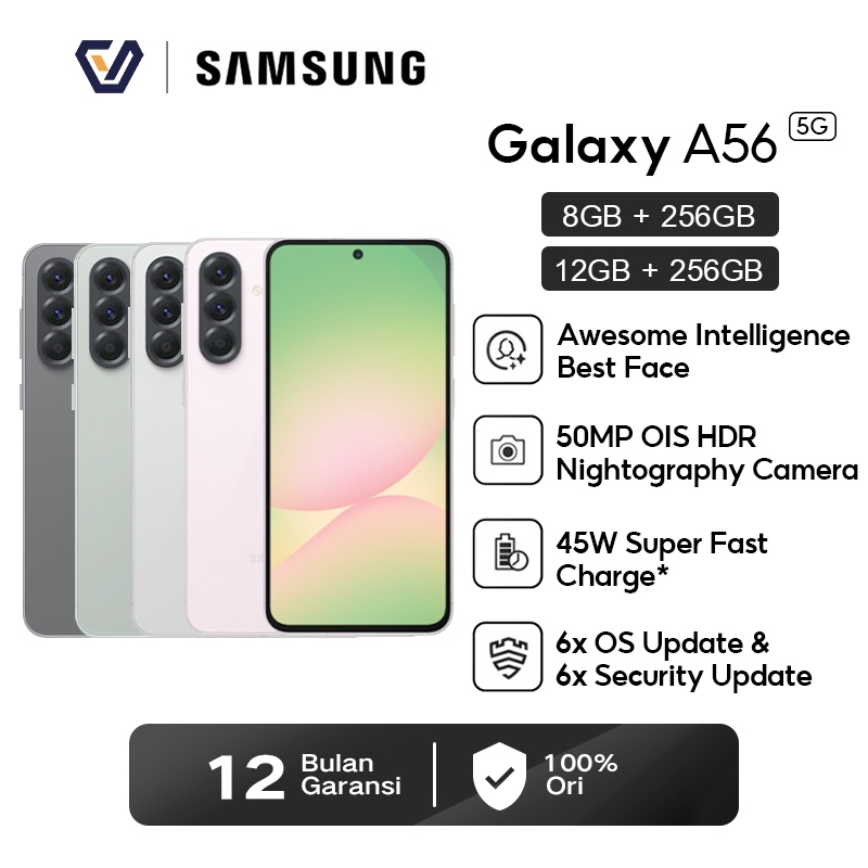 Official Samsung Galaxy A56 5G 8+256GB/12+256GB - 5,000mAh Battery - 6,7 inch Display
