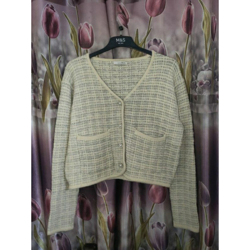Cardigan knit pearl button, Harajuku Plaid Tartan PL (Preloved)