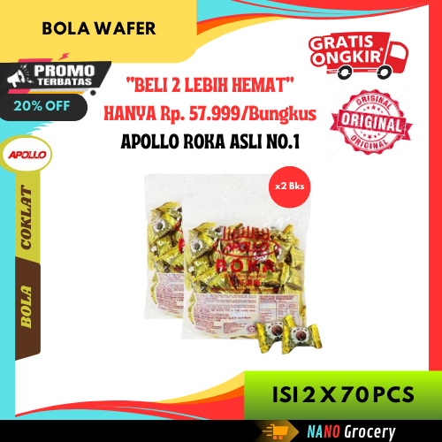 

2 Bungkus Apollo Roka Wafer Ball Isi 140 Pcs | Bola Wafer Asli Malaysia
