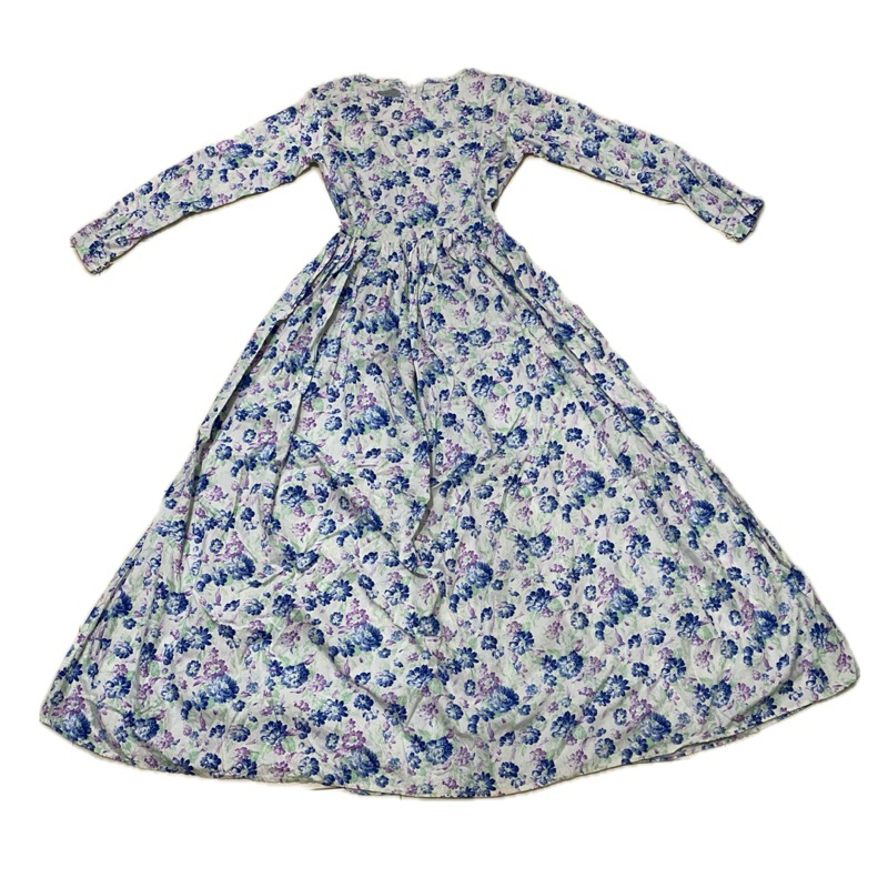 NEW Dress Gamis Maxi Wanita Muslimah Bunga Putih Biru