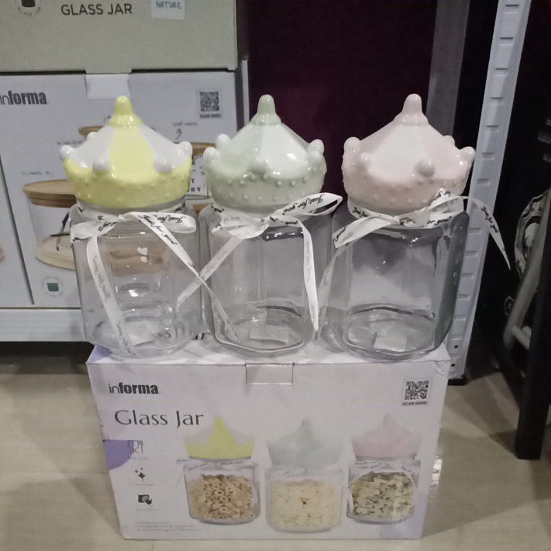 toples kaca informa carousel tutup keramik 800ml gratis paking kayu, bubble