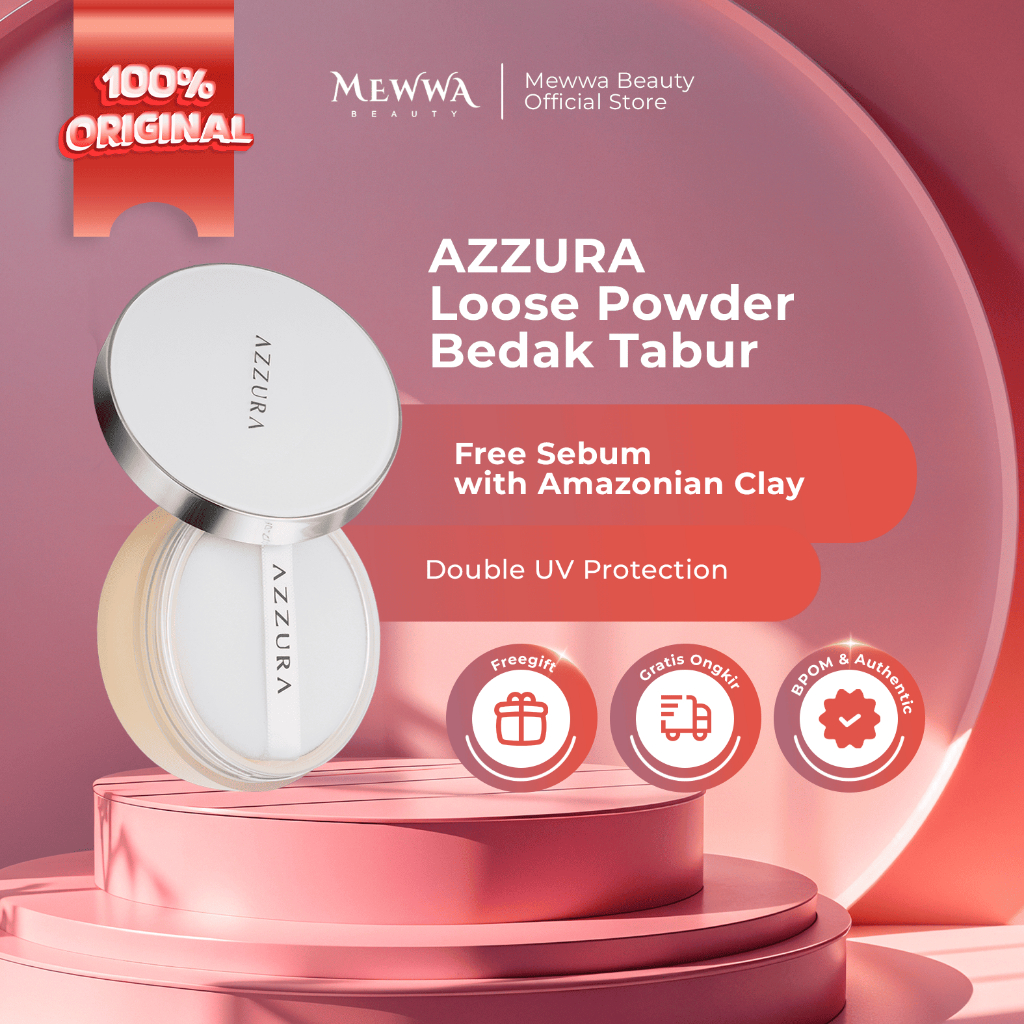 Mewwa Beauty - AZZURA Loose Powder Bedak Tabur Mewwa Beauty - Bedak Tabur Matte Bebas Minyak, Smooth