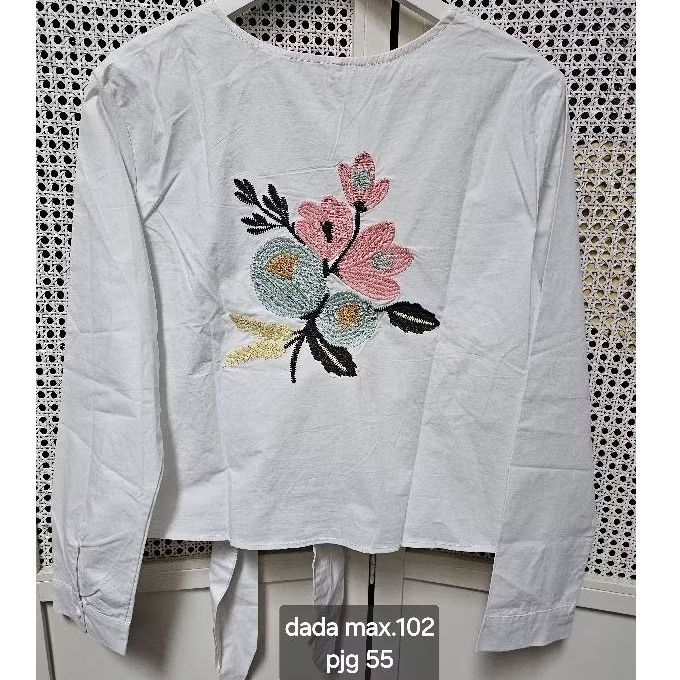 blus baju atasan putih bunga bordir premium