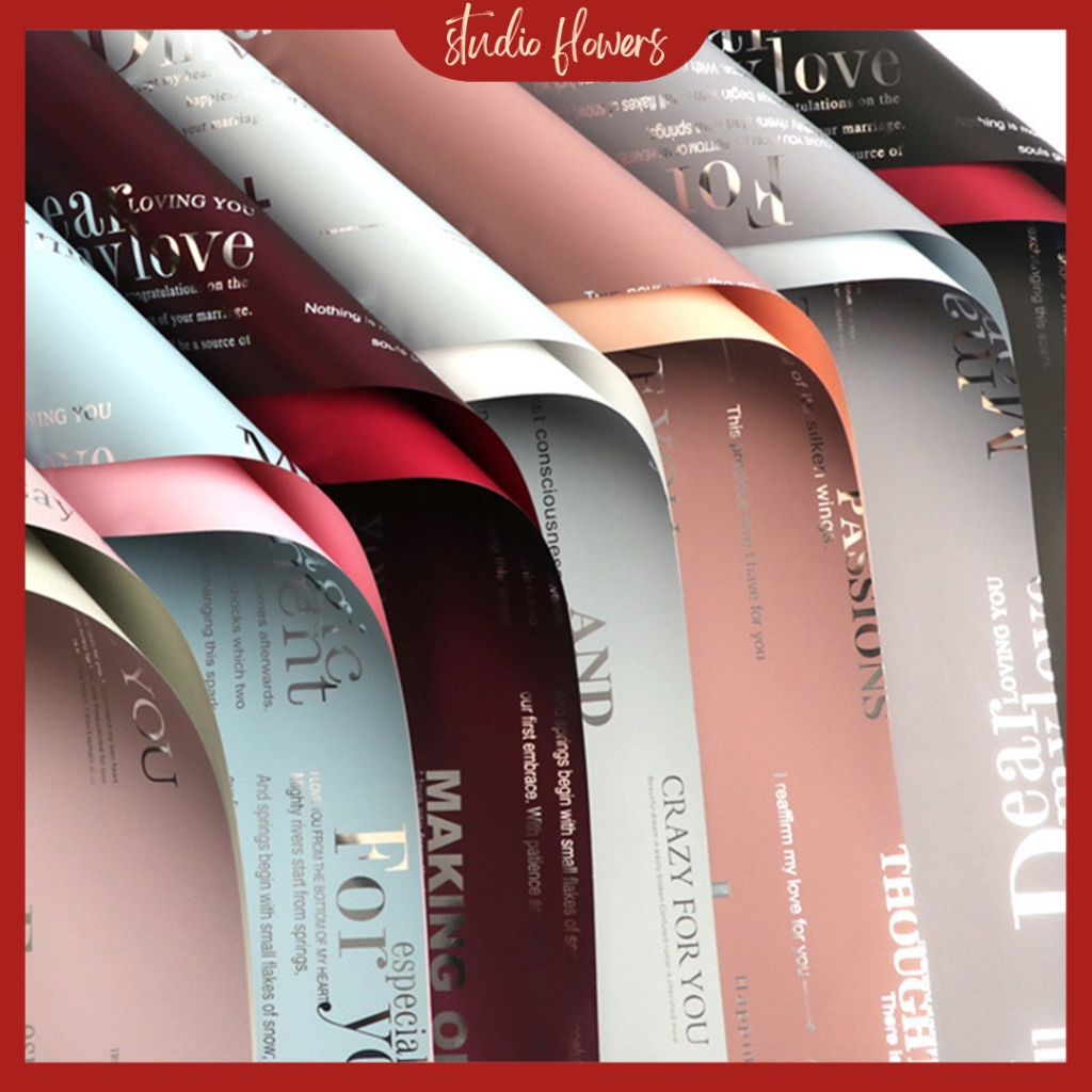 

20 LEMBAR Kertas Buket Bunga Motif Love You For You Flower wrapping Paper Motif Tulisan Kertas Florist KB6082